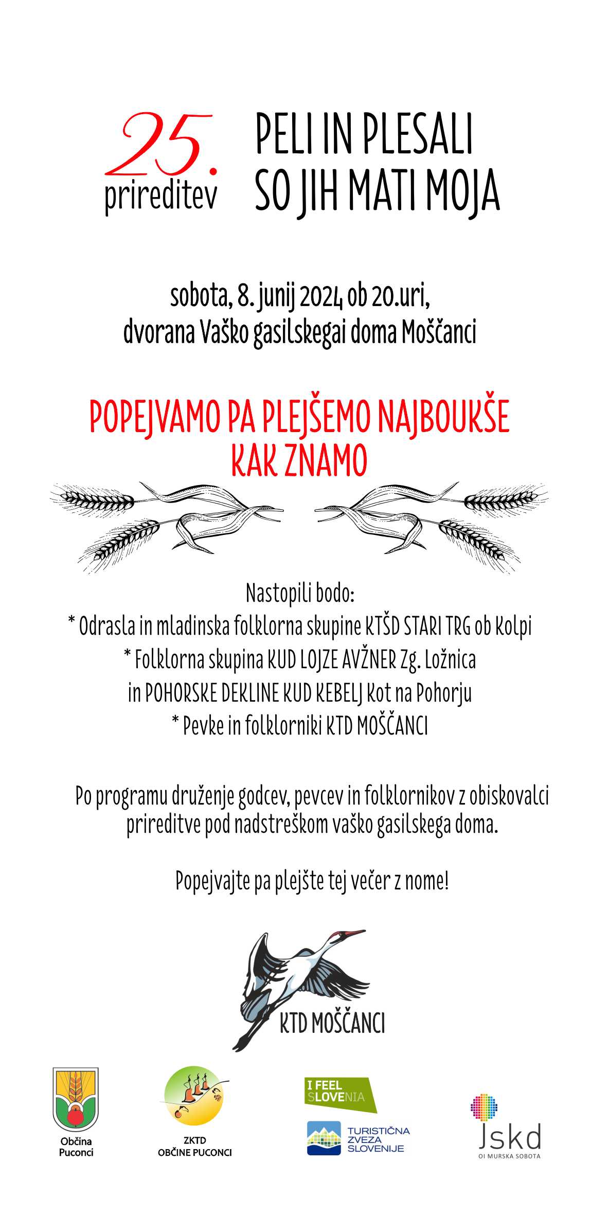 Peli in plesali, vabilo